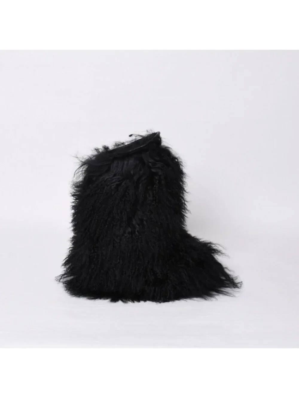 Saint Laurent Fur Boots Black Furry Mongolian Lamb Ankle